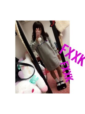 「jouetie（ジュエティ）のchampionコラボ襟付きスエットワンピース（ワンピース、グレー系）」を使った、yukari❥❥さん（レディース・148cm）の冬コーディネート