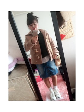 「RETRO GIRL（レトロガール）のアイテム（Tシャツ/カットソー、グレー系）」を使った、yukari❥❥さん（レディース・148cm）の冬コーディネート