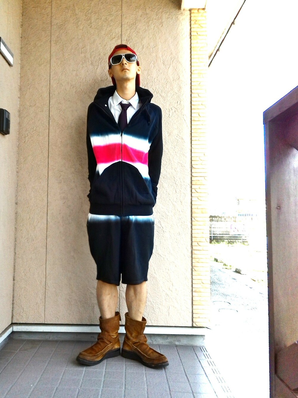 「undecorated MAN、Hysteric Glamour、gauntlets、Feather to grant、スウェット、セットアップ、モカシン」｜「Feather to grantのﾓｶｼﾝﾌﾞｰﾂ（シューズ、ブラウン系）」を使った、RyoTさん（メンズ・173cm）の秋コーディネートの1枚目の写真