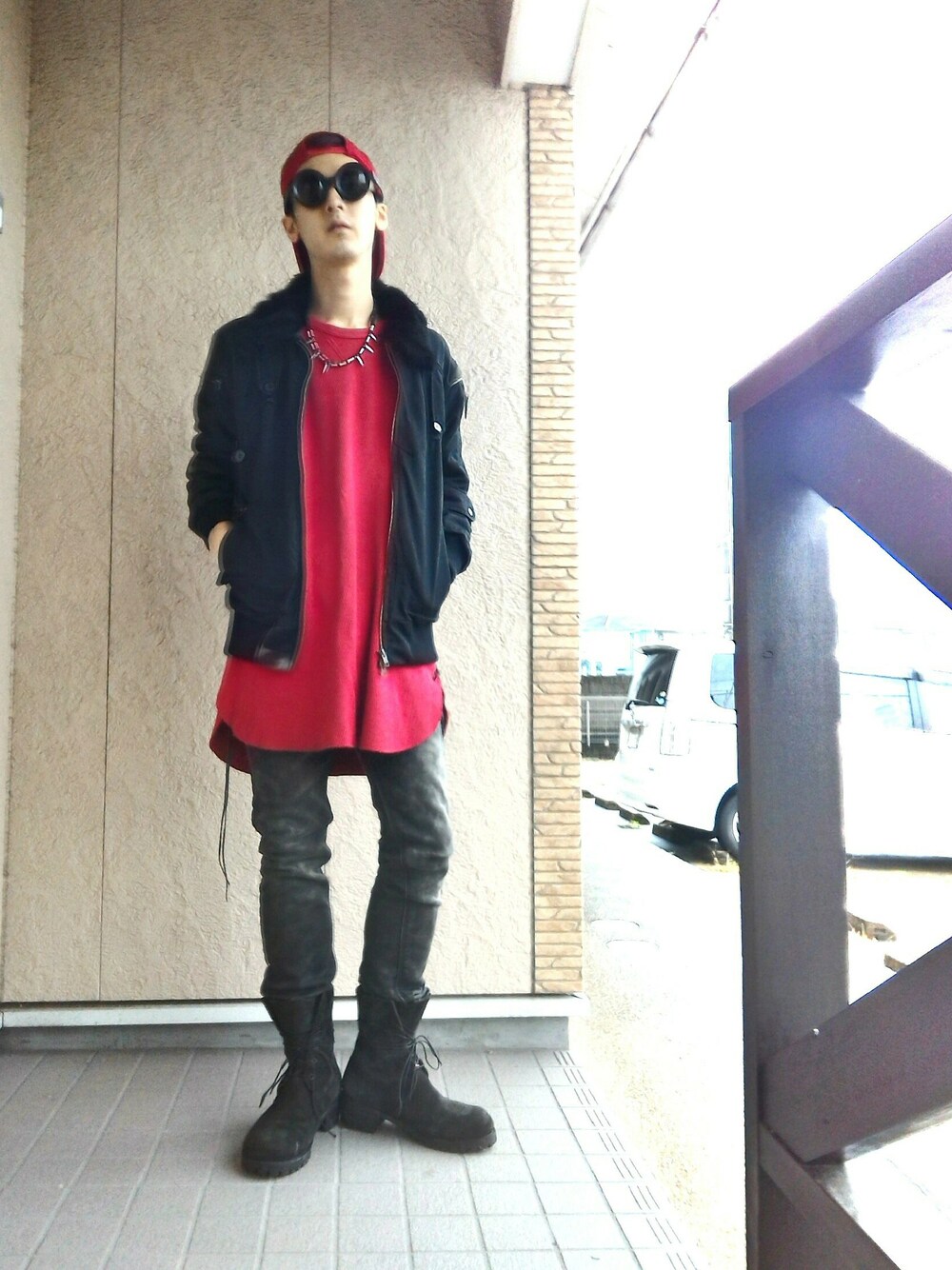 「Hysteric Glamour、KUBORAUM、JULIUS、DIET BUTCHER SLIM SKIN、paper、HUM&RAWER、ROEN、OURET、グランジ、ミリタリー」｜「OURETのｵｲﾙﾊﾞｹｯﾀｽｴｰﾄﾞ（シューズ、ブラック系）」を使った、RyoTさん（メンズ・173cm）の秋コーディネートの1枚目の写真