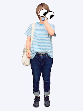「B.L.U.E（ビーエルユーイー）のアイテム（トップス）」を使った、mさん（レディース・150cm）の夏コーディネート