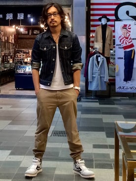 「アイテム（チノパンツ）」を使った、HARAさん（メンズ・172cm・30代）の秋コーディネート