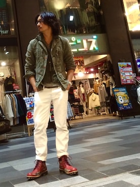 「アイテム（ミリタリージャケット）」を使った、HARAさん（メンズ・172cm・30代）の秋コーディネート