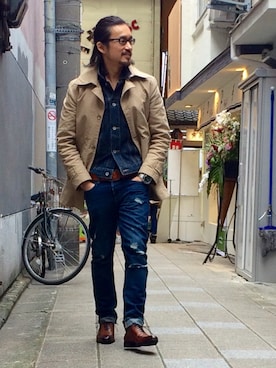 「アイテム（トレンチコート）」を使った、HARAさん（メンズ・172cm・30代）の冬コーディネート