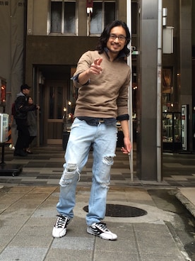 「DRAGON BEARD（ドラゴンベアード）のアイテム」を使った、HARAさん（メンズ・172cm）の冬コーディネート