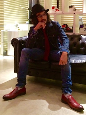 「赤い靴」｜HARAさん（メンズ・172cm）の冬コーディネート