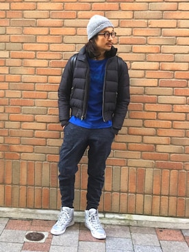 「GAP（ギャップ）のアイテム（ダウンジャケット/コート）」を使った、HARAさん（メンズ・172cm）の冬コーディネート