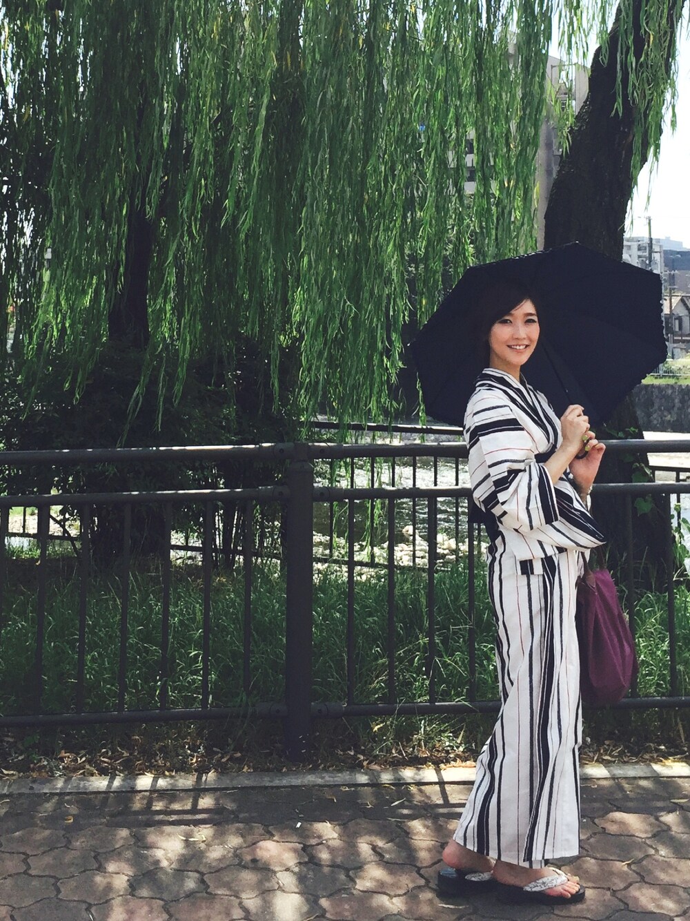 「浴衣、和服、夏、ホワイト、UNIQLO」｜「UNIQLOのアイテム（浴衣、ホワイト系）」を使った、mimiusaさん（レディース・167cm）の夏コーディネートの1枚目の写真