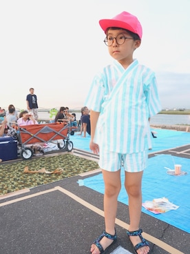 「蛍光カラー」｜「アイテム（浴衣）」を使った、サキさん（キッズ・110cm）の夏コーディネート