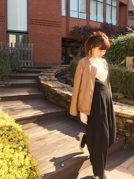 「フェイクレザー」｜「アイテム（サロペット/オーバーオール）」を使った、sone_157さん（レディース・157cm）の春コーディネート