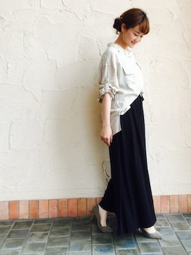 「とろみシャツ」｜「アイテム（その他）」を使った、sone_157さん（レディース・157cm）の春コーディネート