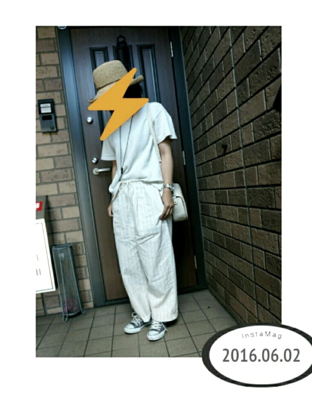 「nikoand、converse」｜「niko and...のストライプ裾パジャパンツ【niko and ...】（その他パンツ、ホワイト系）」を使った、t.S A Y A* さん（レディース・160cm）の夏コーディネートの1枚目の写真