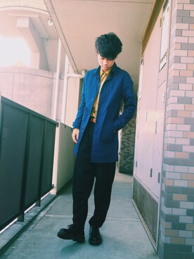 「アイテム（ステンカラーコート）」を使った、カモネギちゃんさん（メンズ・182cm・10代）の秋コーディネート