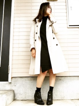 「ソックス」｜「アイテム（トレンチコート）」を使った、ゆかりさん（レディース・160cm）の秋コーディネート