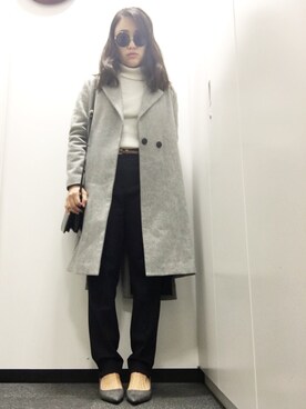「AMERI」｜「アイテム（チェスターコート）」を使った、ゆかりさん（レディース・160cm）の冬コーディネート
