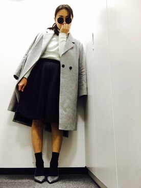 「AMERI」｜「アイテム（チェスターコート）」を使った、ゆかりさん（レディース・160cm）の冬コーディネート