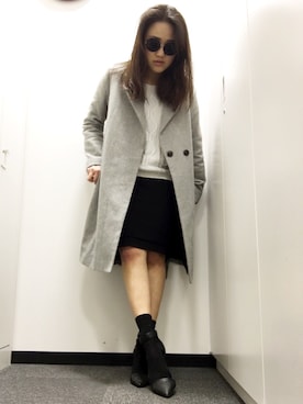 「GYDA」｜「アイテム（チェスターコート）」を使った、ゆかりさん（レディース・160cm）の春コーディネート