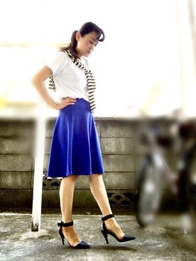 「Blue．（ブルー）のアイテム」を使った、ゆかりさん（レディース・160cm）の夏コーディネート
