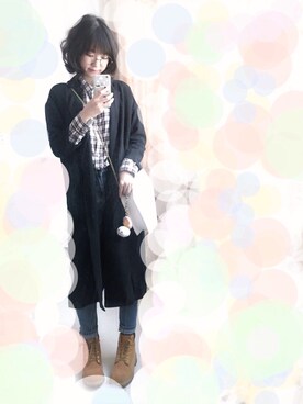 「MONKI（モンキ）のアイテム（ピーコート）」を使った、Nikuさん（レディース・160cm）の冬コーディネート