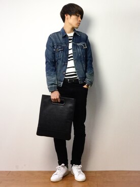 「Johnbull Private labo（ジョンブルプライベートラボ）のアイテム（デニムジャケット）」を使った、ryoさん（メンズ・178cm）の春コーディネート