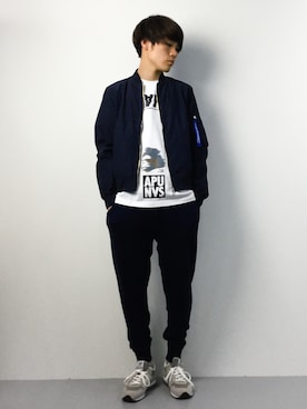 「niko and...（ニコアンド）のアイテム（MA-1）」を使った、ryoさん（メンズ・178cm）の春コーディネート