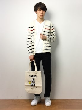 「JUNRED（ジュンレッド）のアイテム（トートバッグ）」を使った、ryoさん（メンズ・178cm）の春コーディネート
