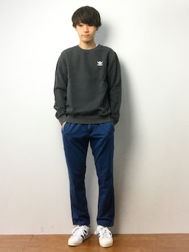 オリジナルス デニム スウェット French Terry Denim Crew を使ったメンズ人気ファッションコーディネート Wear