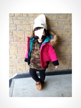 「abcd（ナシ）のアイテム（ダウンジャケット/コート）」を使った、la-ponさん（キッズ・80cm）の冬コーディネート