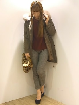 「ツイードパンツ」｜「アイテム（パンプス）」を使った、Soareakさん（レディース・162cm）の冬コーディネート