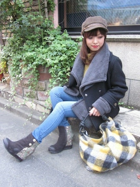 「Soareak（ソアリーク）のアイテム（ステンカラーコート）」を使った、Soareakさん（レディース・153cm）の冬コーディネート