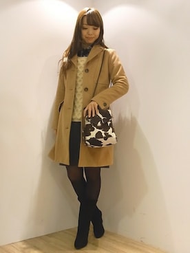 「アニマル」｜「アイテム（ステンカラーコート）」を使った、Soareakさん（レディース・162cm）の冬コーディネート