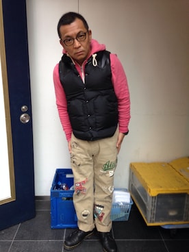 「RRL（ダブル アール エル）のアイテム（パンツ）」を使った、中野英雄さん（メンズ・170cm）の春コーディネート