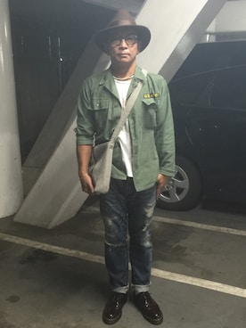 「RRL（ダブル アール エル）のアイテム（パンツ）」を使った、中野英雄さん（メンズ・170cm）の秋コーディネート