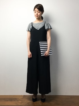 「& by P&D（アンドバイピーアンドディー）のアイテム（つなぎ/オールインワン）」を使った、ちゅんさん（レディース・163cm）の春コーディネート
