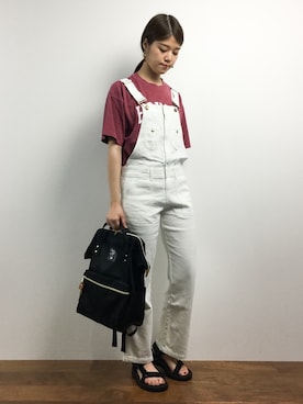 「赤Tシャツ」｜ちゅんさん（レディース・163cm）の夏コーディネート