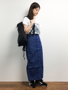 「Johnbull Private labo（ジョンブルプライベートラボ）のアイテム（スカート）」を使った、ちゅんさん（レディース・163cm）の夏コーディネート