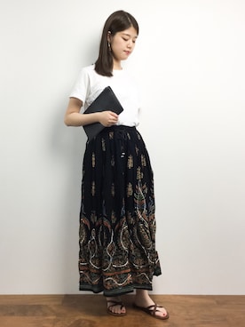 「チャイハネ（チャイハネ）のアイテム（スカート）」を使った、ちゅんさん（レディース・163cm）の夏コーディネート