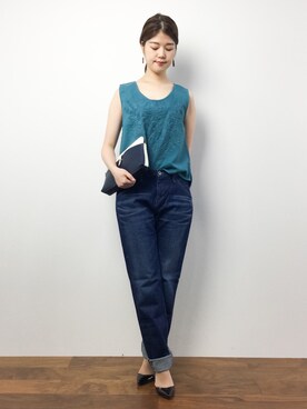 「テーパードデニム」｜ちゅんさん（レディース・163cm）の夏コーディネート