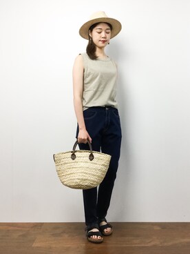 「テーパードデニム」｜ちゅんさん（レディース・163cm）の夏コーディネート