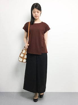 「Three Four Time（ｽﾘｰﾌｫｰﾀｲﾑ）のアイテム（パンツ）」を使った、ちゅんさん（レディース・163cm）の夏コーディネート