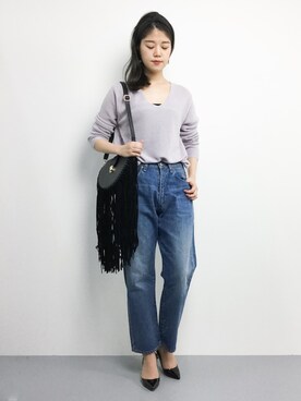 「テーパードデニム」｜ちゅんさん（レディース・163cm）の夏コーディネート