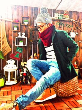 「ニット帽コーデ」｜「アイテム（トレンチコート）」を使った、LBさん（メンズ・174cm）の冬コーディネート