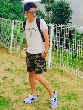 「膝上ショーツ」｜「アイテム（腕時計）」を使った、LBさん（メンズ・174cm）の夏コーディネート