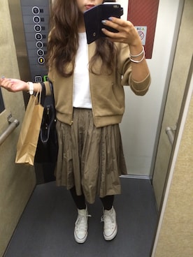 「ウエストイン」｜「アイテム（ブルゾン）」を使った、terashi---さん（レディース・161cm）の秋コーディネート