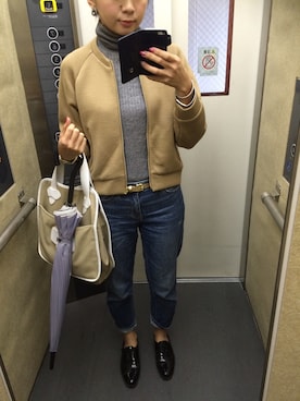 「ウエストイン」｜「アイテム（ブルゾン）」を使った、terashi---さん（レディース・161cm）の秋コーディネート