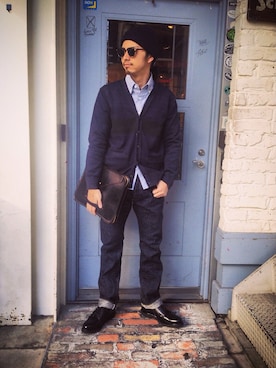 「黒ニット」｜yamazakiさん（メンズ・170cm）の冬コーディネート