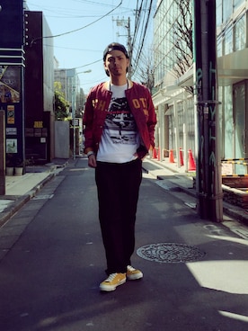 「schott(ショット)のアイテム(キャップ)」を使った、yamazakiさん(メンズ・170cm)の春コーディネート