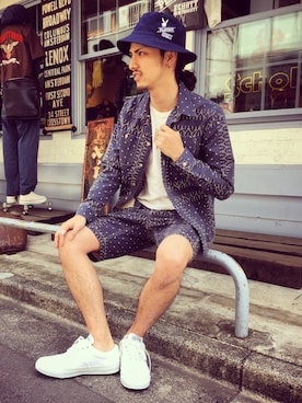 「schott（ショット）のアイテム（帽子）」を使った、yamazakiさん（メンズ・170cm）の春コーディネート