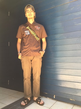 「schott（ショット）のアイテム（バッグ）」を使った、yamazakiさん（メンズ・170cm）の夏コーディネート