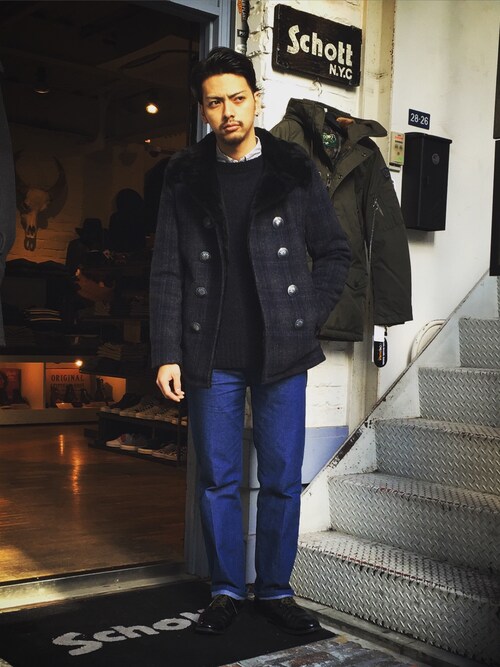 yamazaki(Schott Grand Store TOKYO)|schottのピーコートを使ったコーディネート WEAR schott×AYUITE×WOOLRICHピーコート